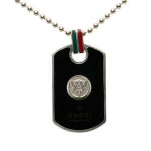グッチ クレスト シェリーライン ネックレス ドッグタグ ボールチェーン シルバー マルチカラー SV925 シルバー レディース GUCCI 【中古】