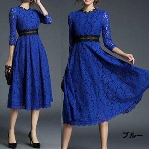 ★送料無料★9号（M)☆デイシ－刺繍総レ－スミモレ丈ワンピ(OPN2023)