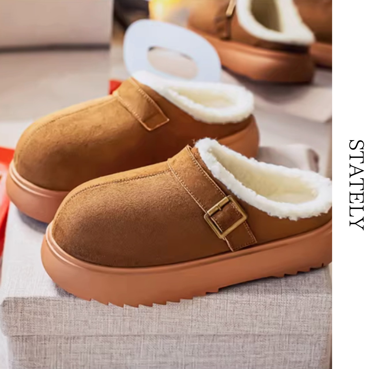 Buckle Fur Mouton Slipper/3color_S02・画像3