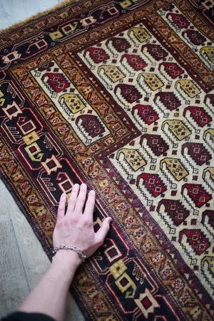 【163】Vintage Afghan Baluch prayer rug 1960's