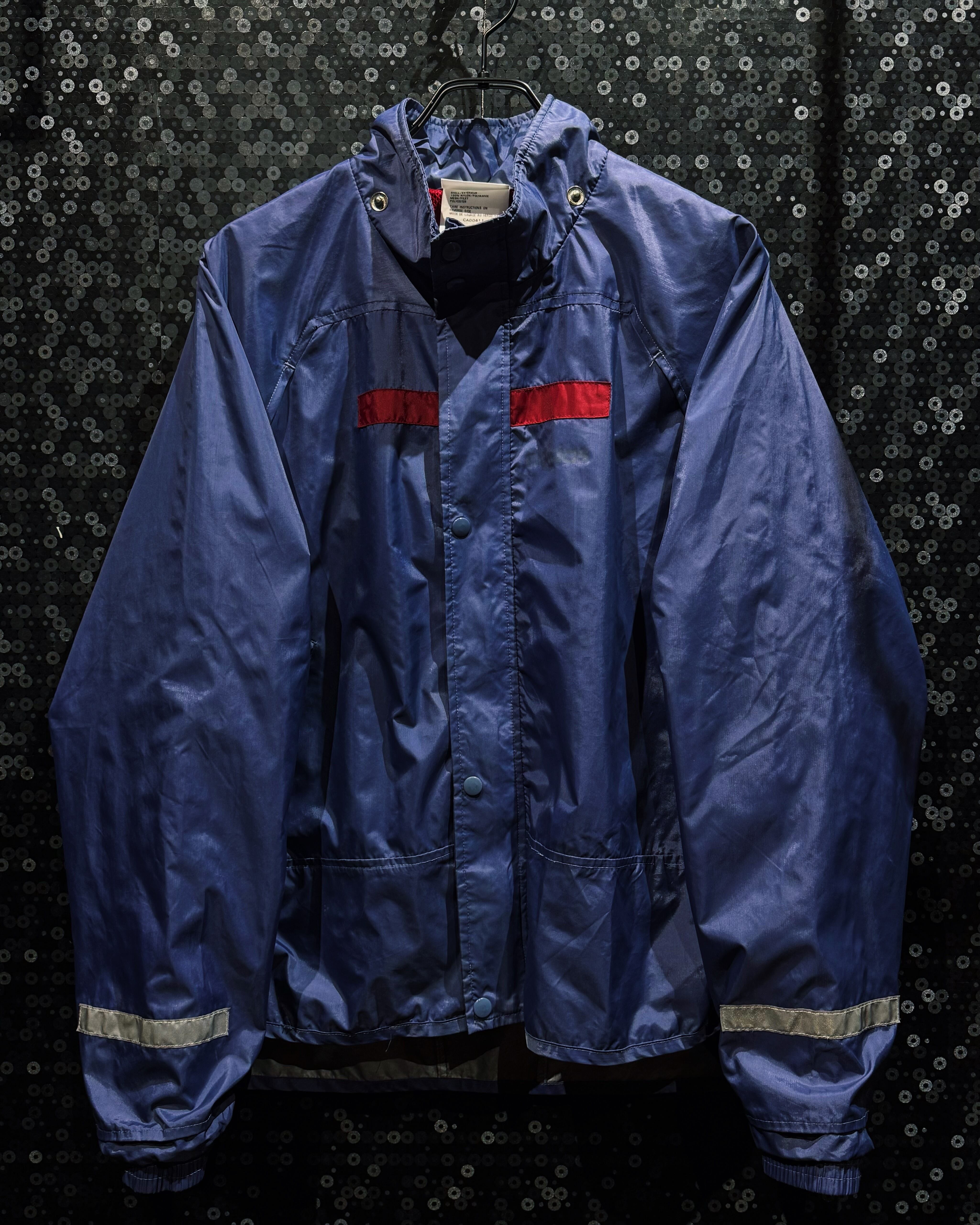 【ÆIEM】“adidas originals” vintage double closure purple nylon hood jacket with vertical back logo panel