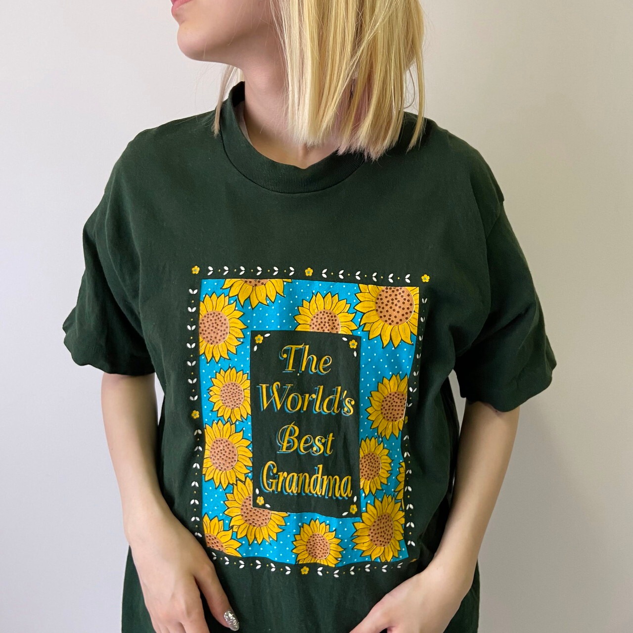 USA製 90年代 ヴィンテージ 花 ひまわり 向日葵 プリントTシャツ 