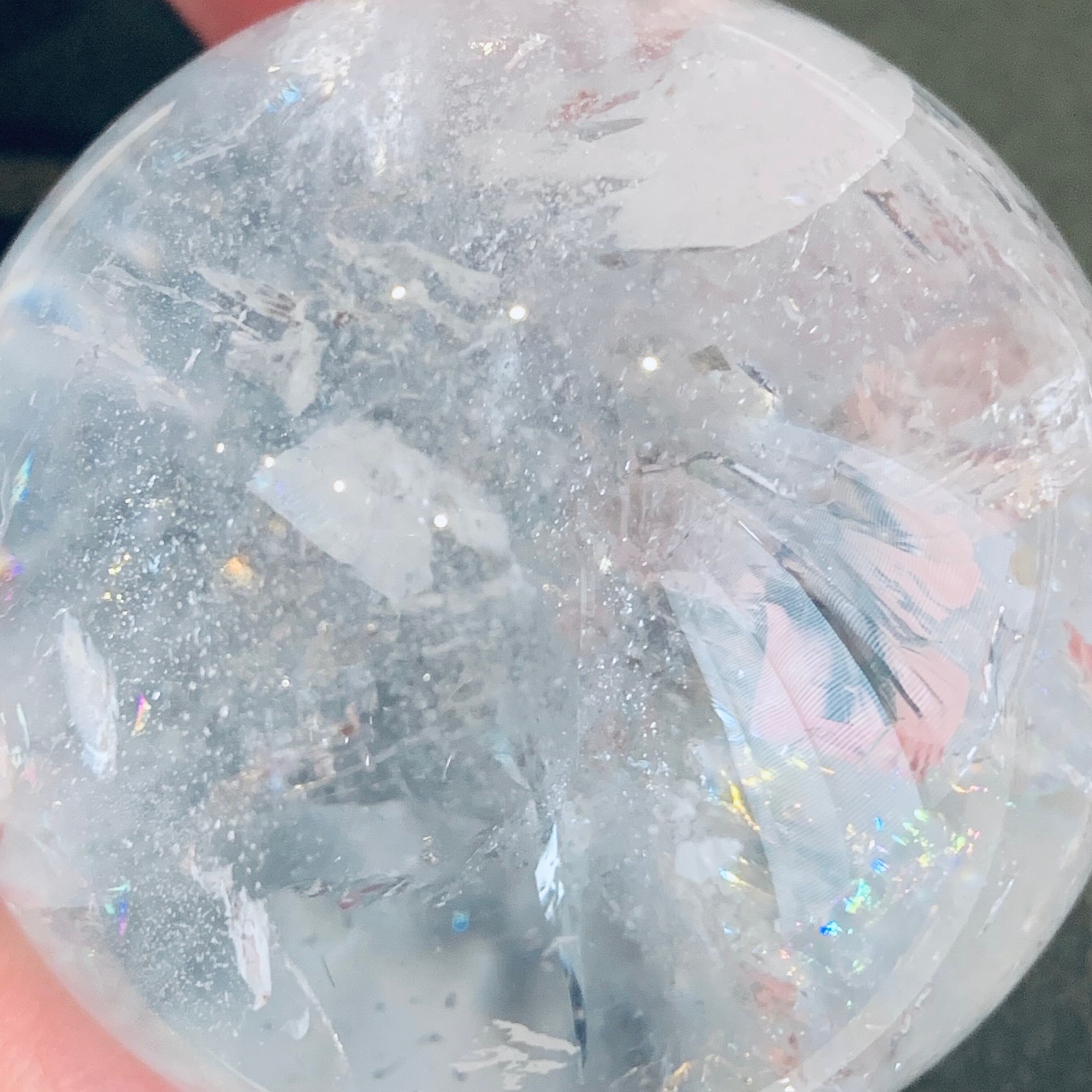 アゼツライトスフィア 虹水晶 レインボークォーツ 置物 開運 53ミリ A8