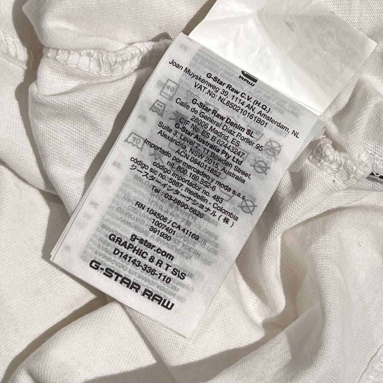 G-STAR RAW ジースターロウ ロゴ デザイン 半袖 Tシャツ M/ホワイト メンズ