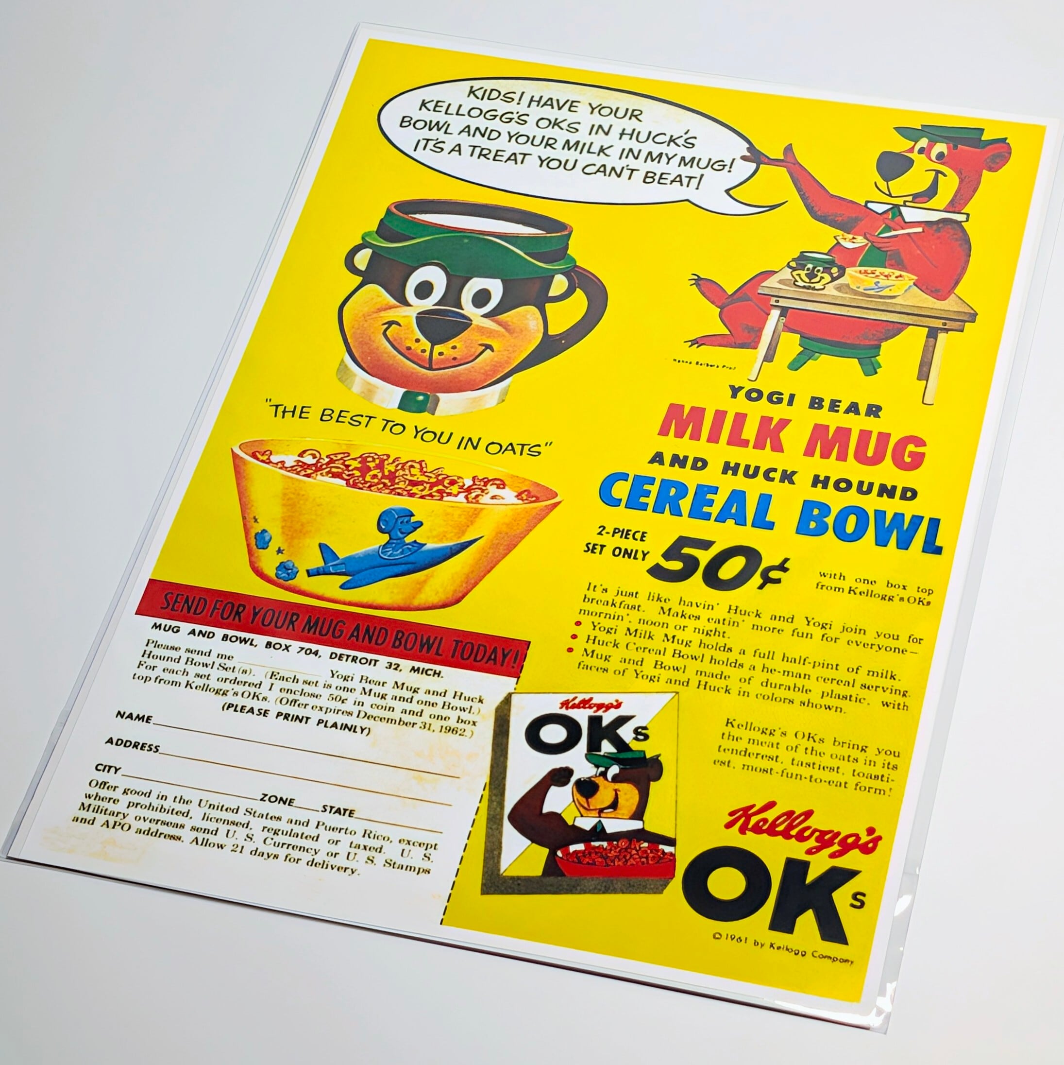 ♫ちょうどいいB4ポスター♫【 Yogi Bear ( ヨギ・ベア ) 】Kellogg's ケロッグ〚アメリカン雑貨 アメトイ〛
