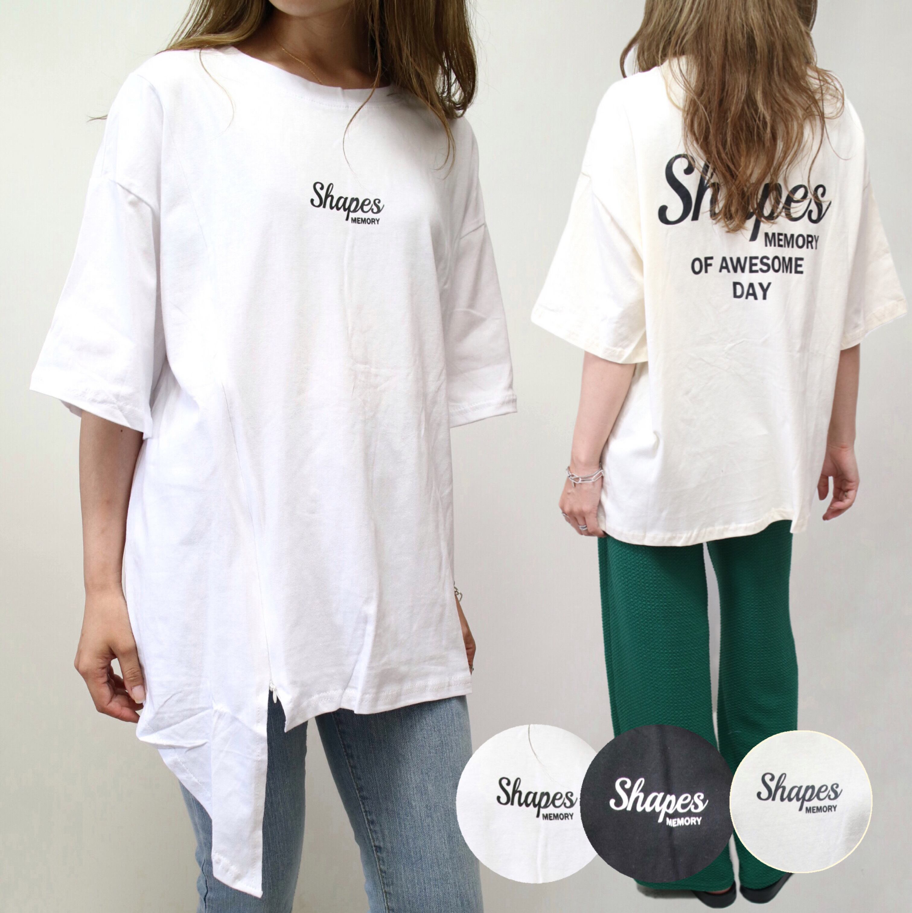 サイドジップアシンメトリーtシャツ