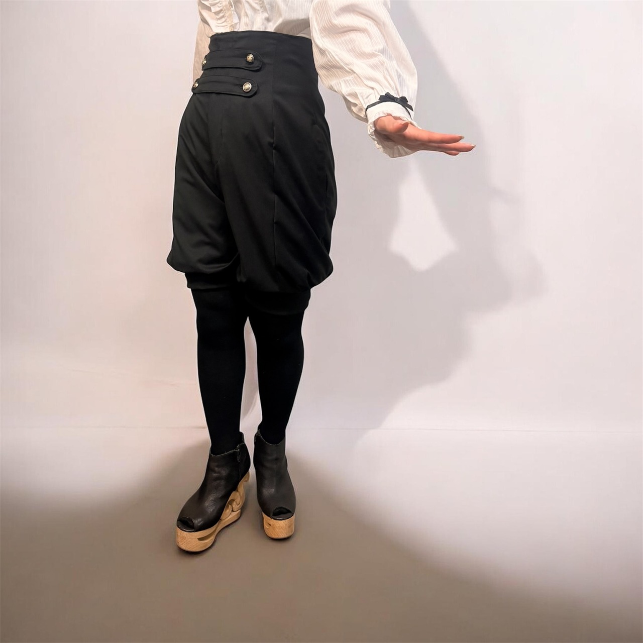 ハイウェストパンツ(黒・緑・紺)