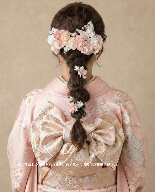 ラナンキュラス髪飾り　　蝶々　卒業式　　袴　 振袖　成人式　白無垢　色打掛　和装　ヘアパーツ　ヘッドドレス　白無垢