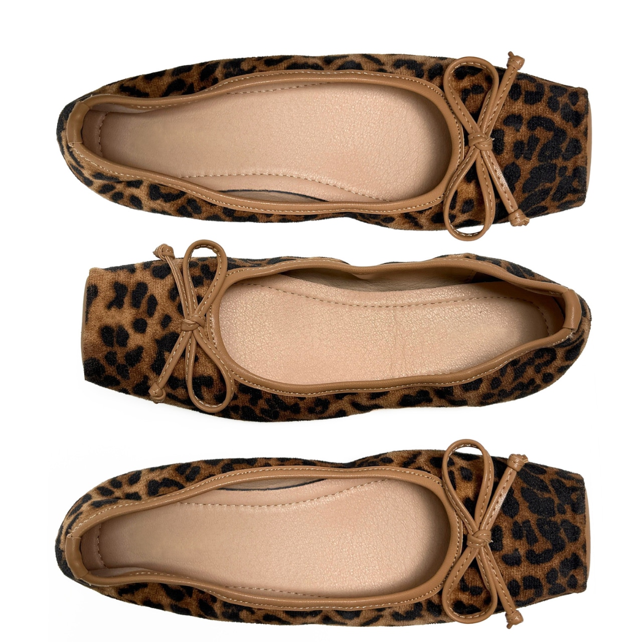 Leopard Square-Toe Ballet Flats T3740