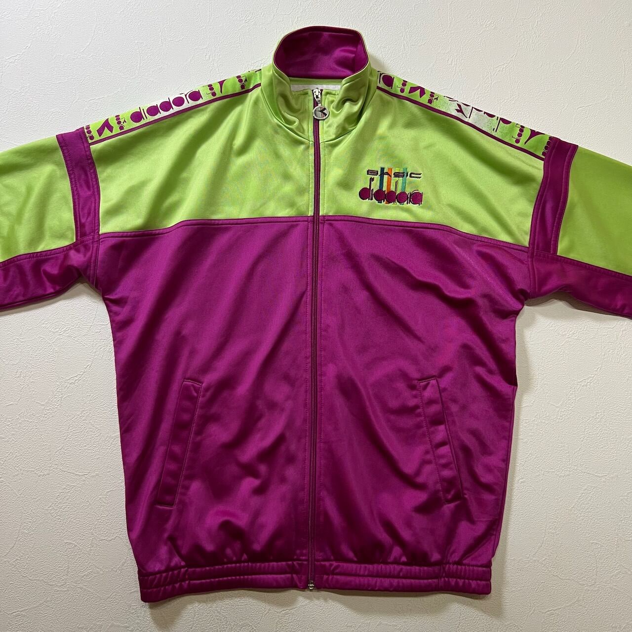 90s diadora トラックジャケット ジャージ ディアドラ ライムグリーン