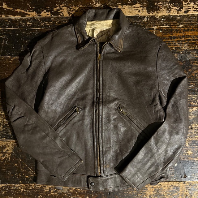 80s USA製　ディアースキン　ブラウンレザー　モチモチ