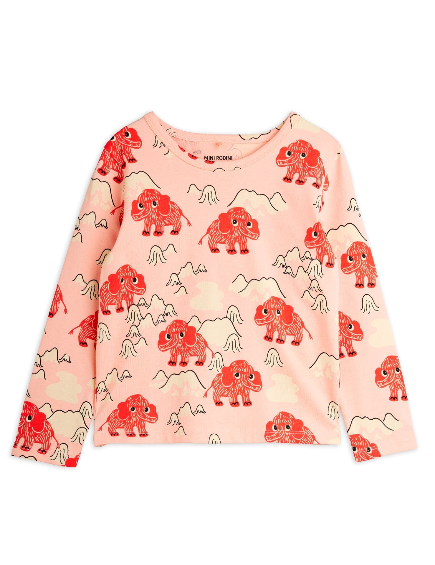 【25AW】minirodini(ミニロディーニ)Mammoth aop ls tee(80/86.92/98.104/110.116/122)長袖Tシャツ マンモス