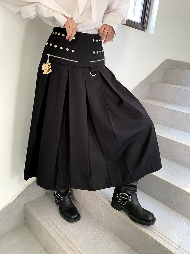 high waist pleats skirt 【20230912008】
