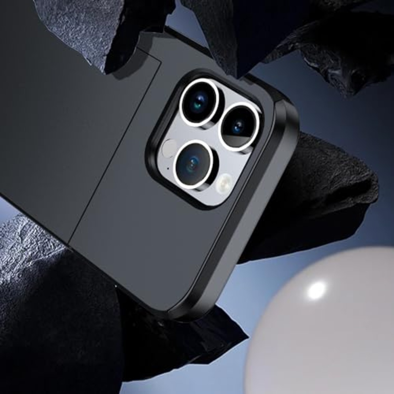 iPhone 15 Pro 用 ケース カード収納 背面 米軍MIL規格 耐衝撃最強 アイフォン15 Pro ケース ICカード収納 落下防止 全面保護 指紋防止 滑り止め 擦り傷防止 ブラック