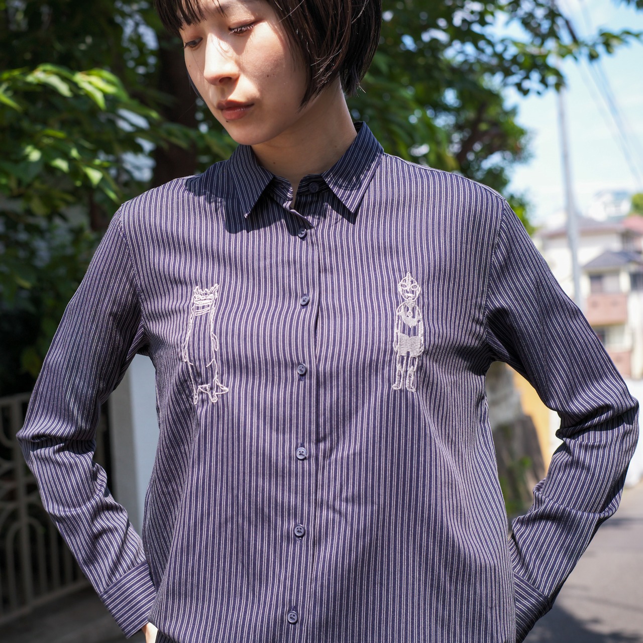 【一点物】ULTRA Embroidery Stripe Shirts "ULTRAMAN & BEMULAR"