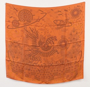 HERMES エルメス カレウォッシュ90 ペガサスの源泉 la souce de pegase オレンジ 大判ショール シルクスカーフ 23-3364