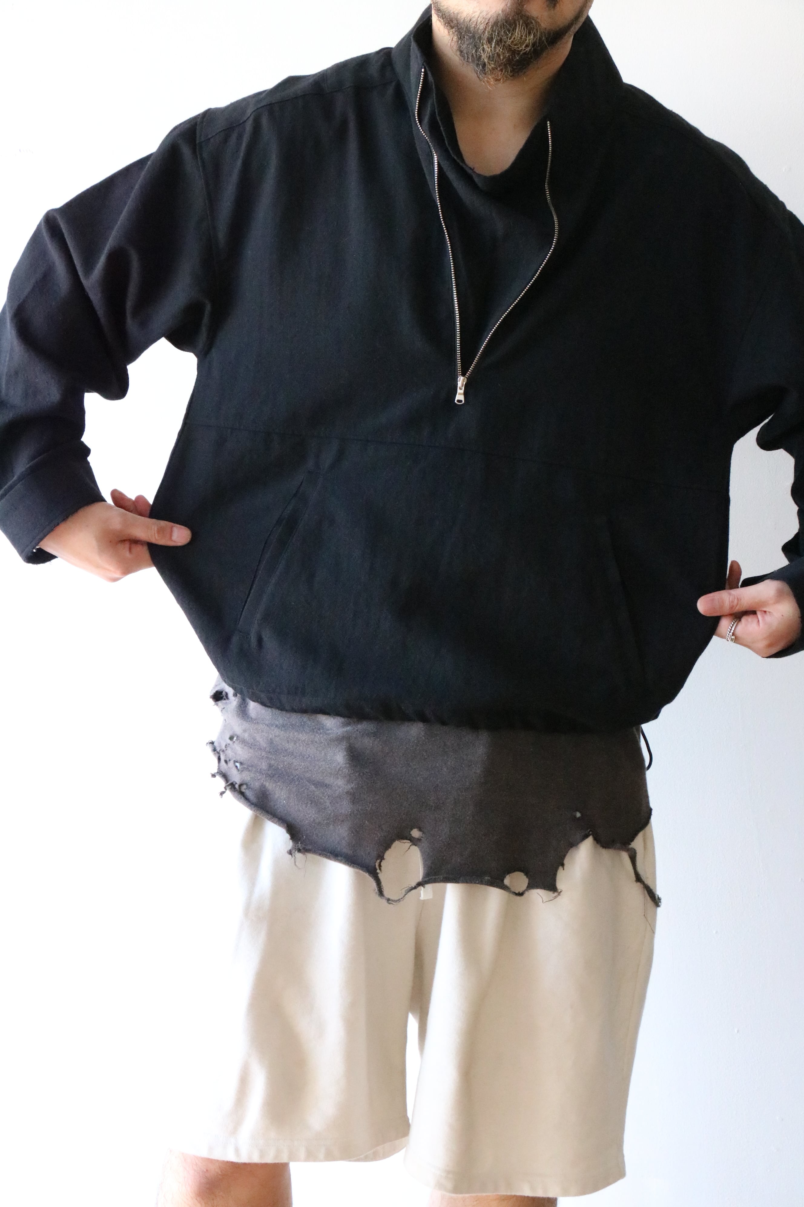 Ancellm -WOOL HALF ZIP PULL OVER SHIRT- / ANC-SH72