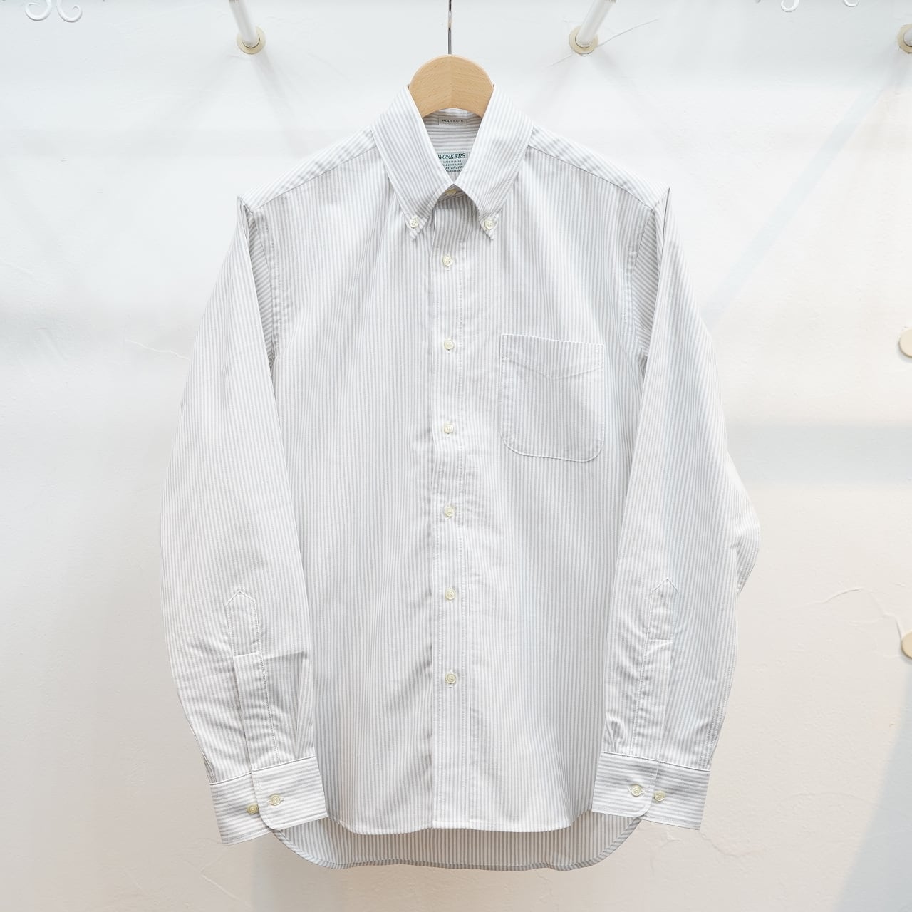 Workers(ワーカーズ) モディファイドBDシャツ グレーストライプオックス