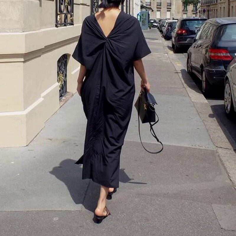 back v neck sleeve dress W00128