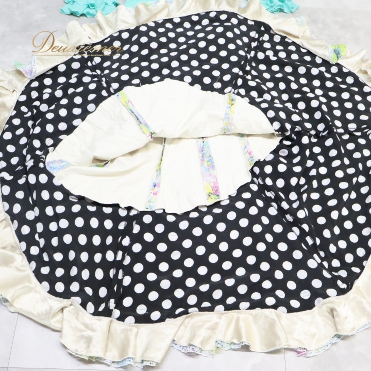 フラメンコ 衣装 ソニアジョーンズ SONIA JOHNES ツーピース セットアップ ファルダ スカート トップス ブラウス ボランテ フリル レース 花柄 ハイウエスト ミント 明るい 水玉 ドット ブルー系 グリーン系 ピンク系 パープル系 可愛い デザイン おしゃれ ダンス 衣装 カラフル ツーピースセット 装飾 レディース 踊り