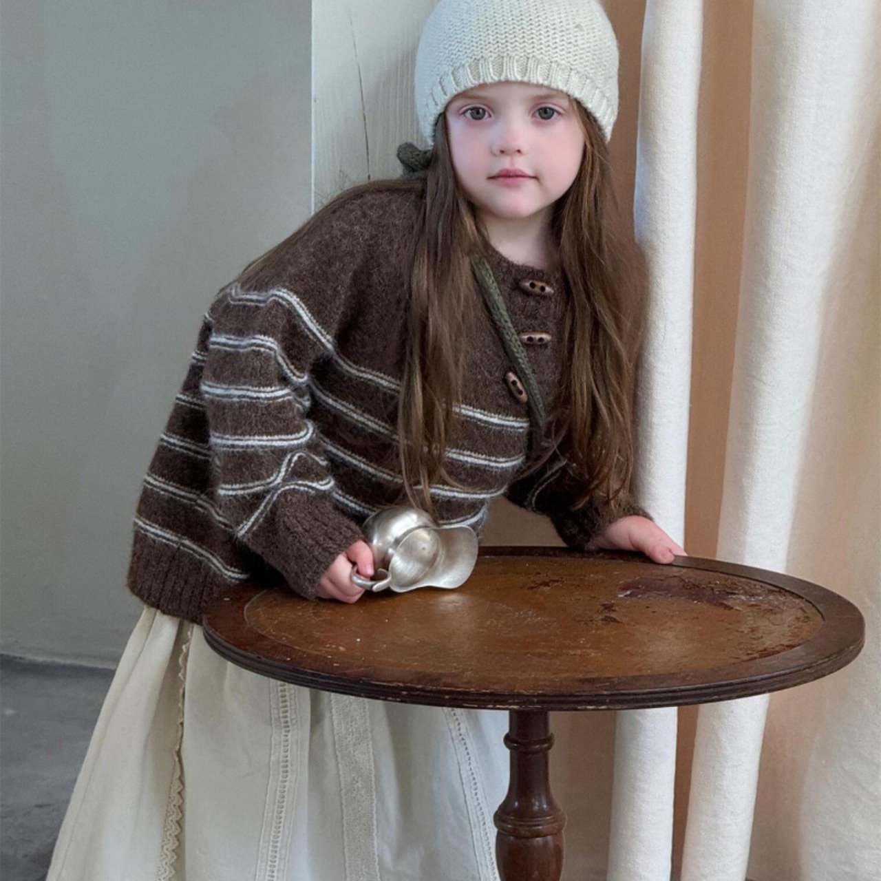 秋レトロボーダーセーター