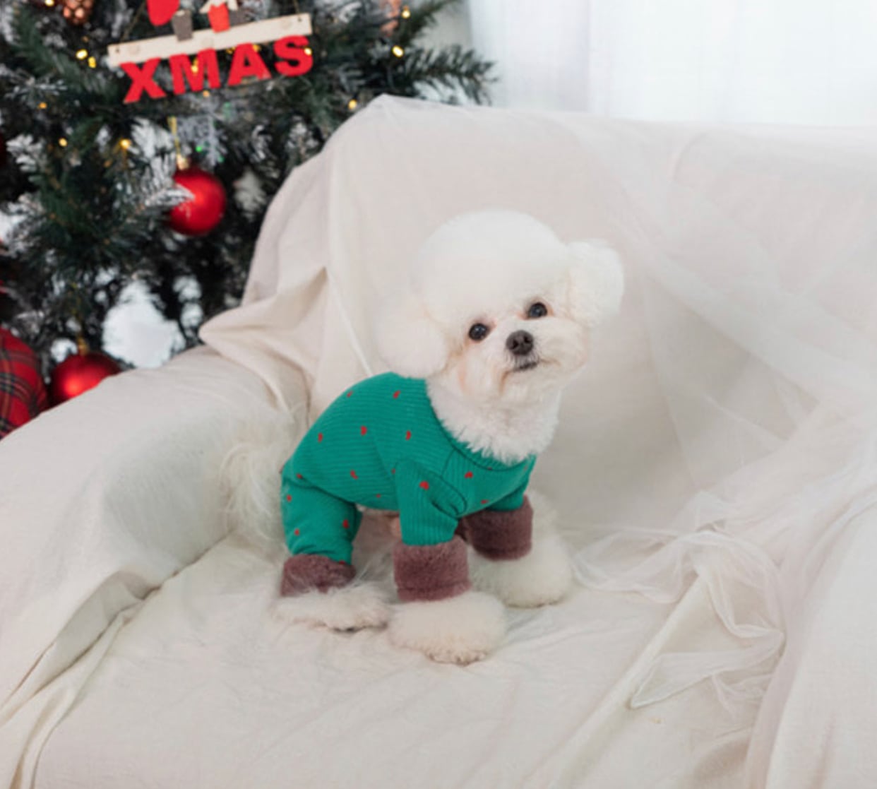 santa all in one S ~ 2XL / 犬服 秋冬 新作 オールインワン 可愛い 犬の服 ロンパース ドッグウェア つなぎ 裏起毛 暖かい b49