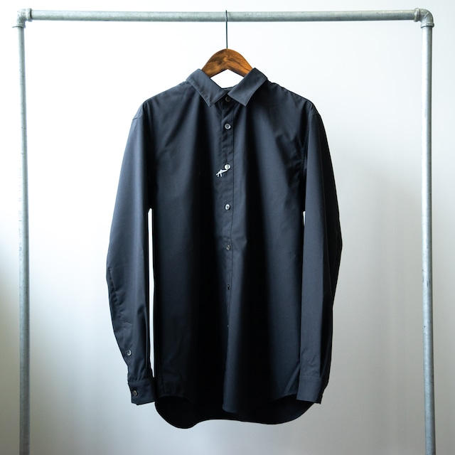 山内　ノーミュールシングウールシャツ(yc48-211) navy grey