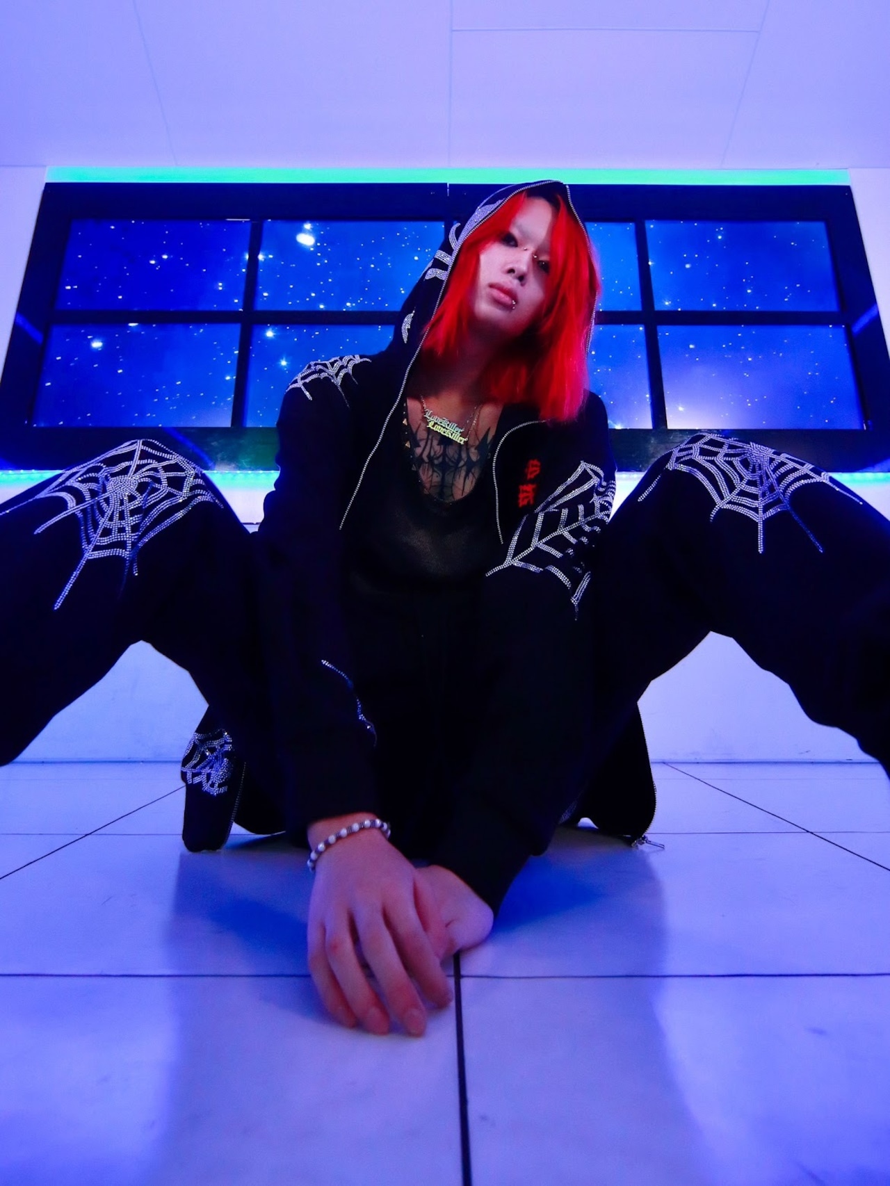 【LOVE KILLER 】Spiderweb rainestone jogger pants