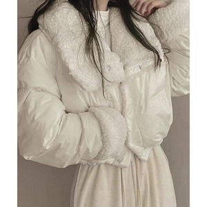 ボアブルゾン 中綿 ジャケット リバーシブル レディース 秋冬 韓国 防寒 防風 保温 暖かい おしゃれ 大人 カジュアル ゆったり 体型カバー エコダウン ブルゾン ショート丈 大人可愛い 大人女子