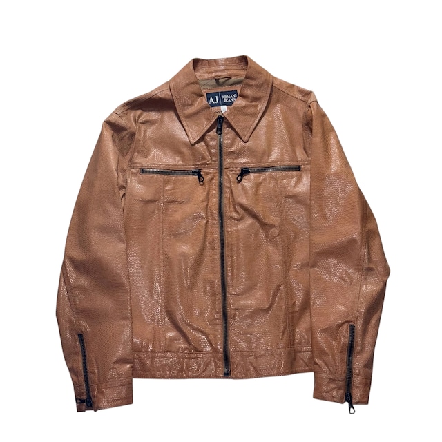 vintage ARMANI JEANS lizard embossed leather jacket