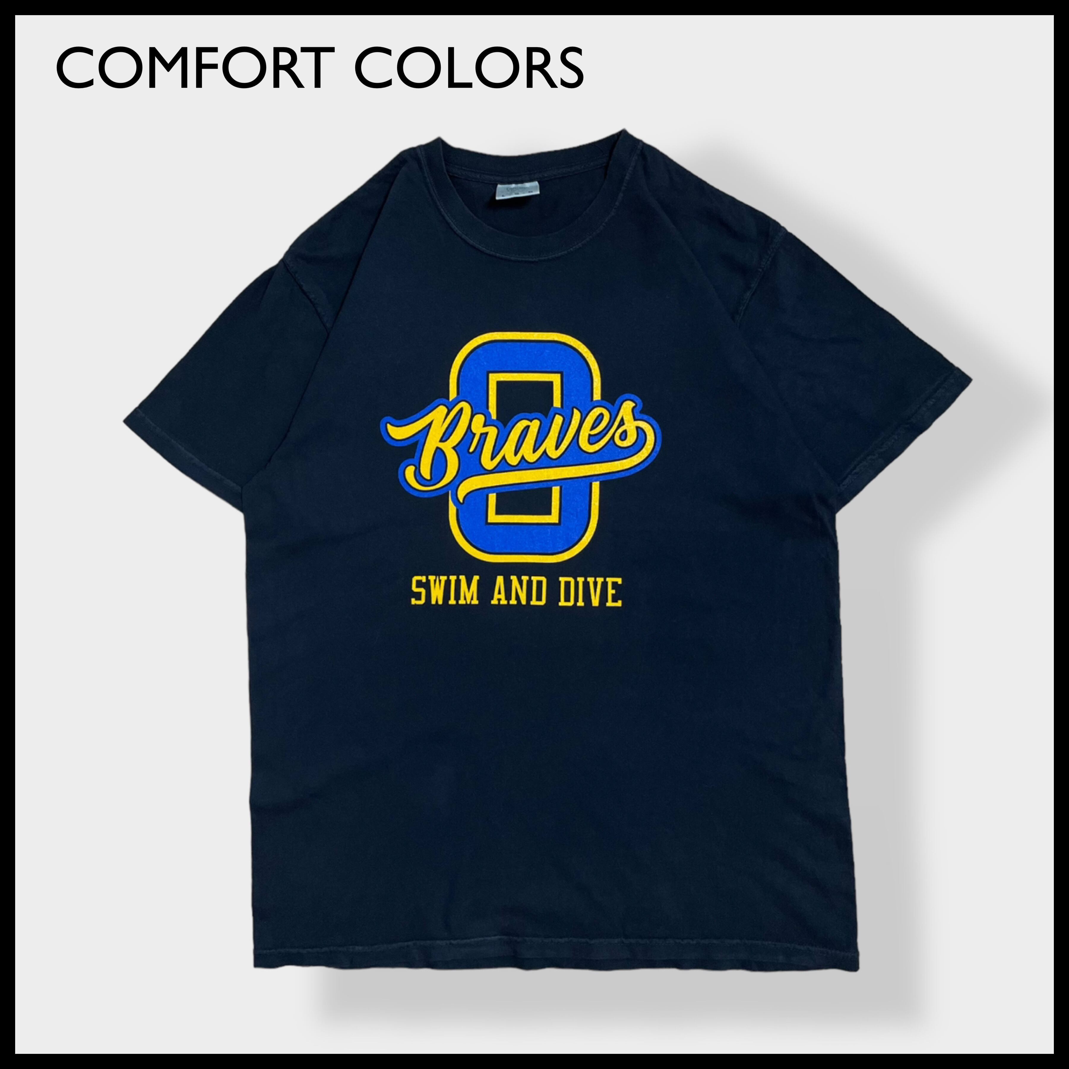 【COMFORT COLORS】水泳 SWIM&DIVE バックプリント ロゴ 企業ロゴ 両面プリント Tシャツ くすみカラー L 半袖 黒 US古着  | 古着屋手ぶらがbest powered by BASE