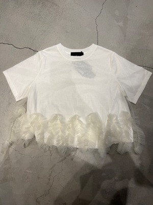 【MICALLE MICALLE】レディースチュールフリルヘムTシャツ