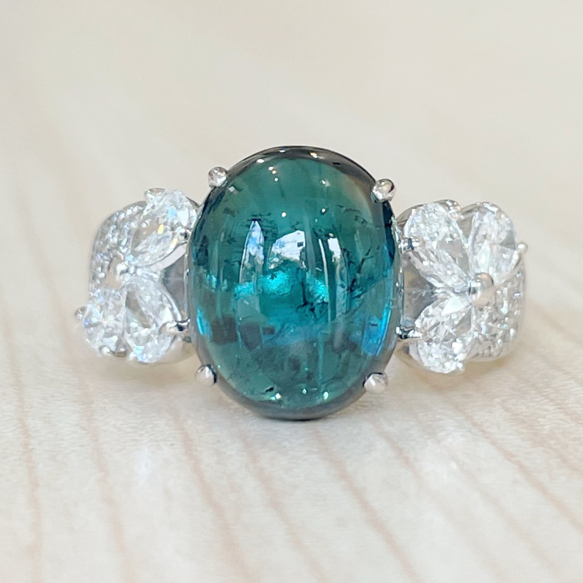 インディゴライトトルマリン6.53ct ダイヤモンド0.35ctPt900リング ✨希少✨大粒❣️インディゴライトトルマリン！ダイヤ Pt900 リング