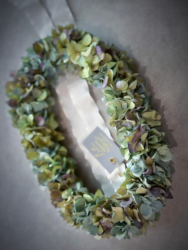 再販！秋色紫陽花オーバルリース