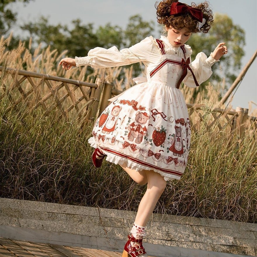 スイートロリィタ セットアップ くまちゃん イチゴ プリント柄