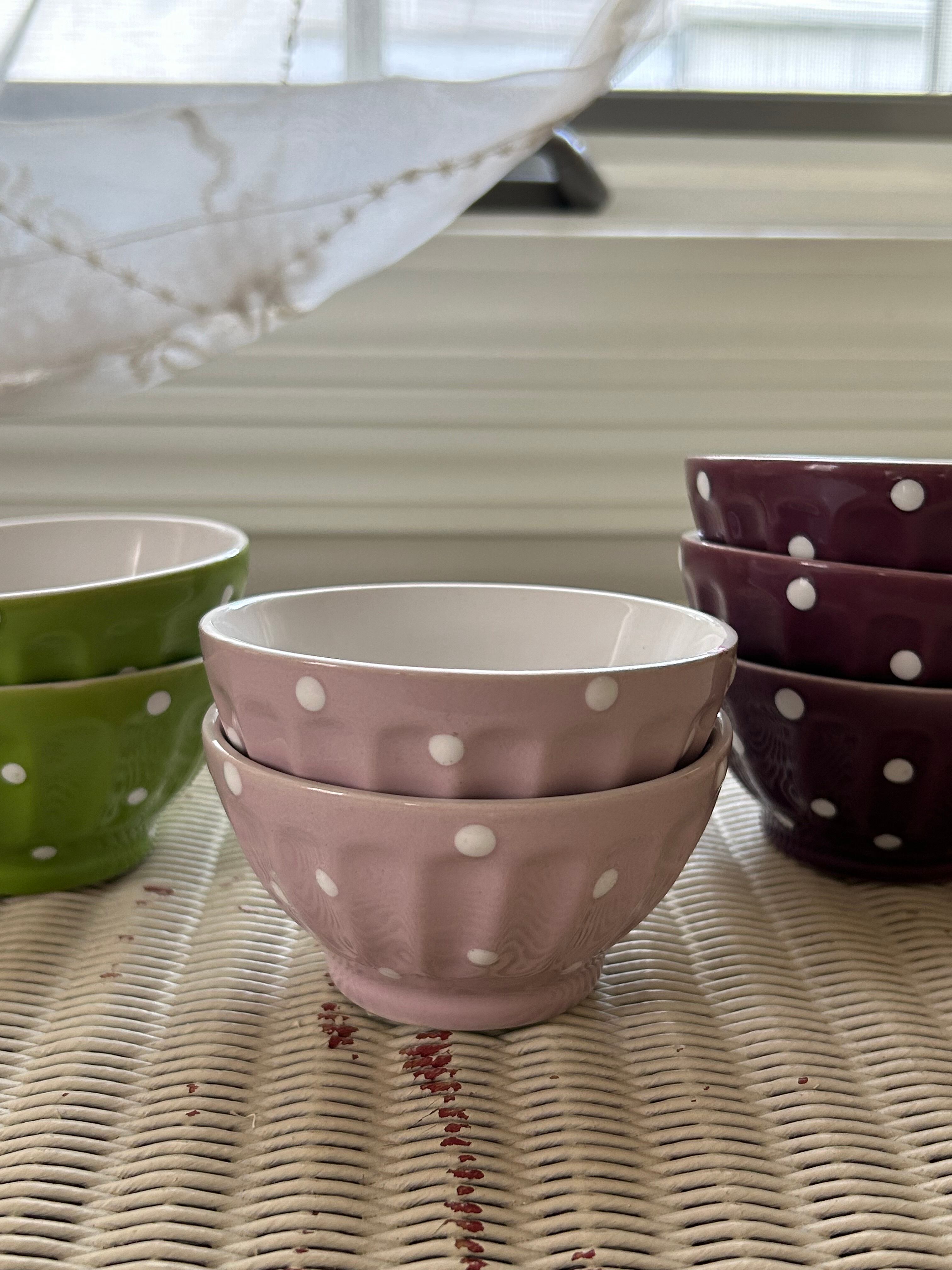 SALE ドット柄のpetitカフェオレボウル カシス/くすみピンク/イエローゴールド プチカフェオレボウル ベルギー テーブルウェア