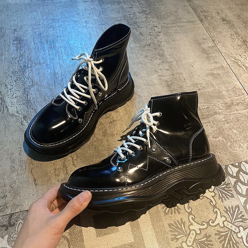 ショートブーツオータムレッド レース 靴 シューズ 秋物 レースアップ フェイクシューズ50322986816