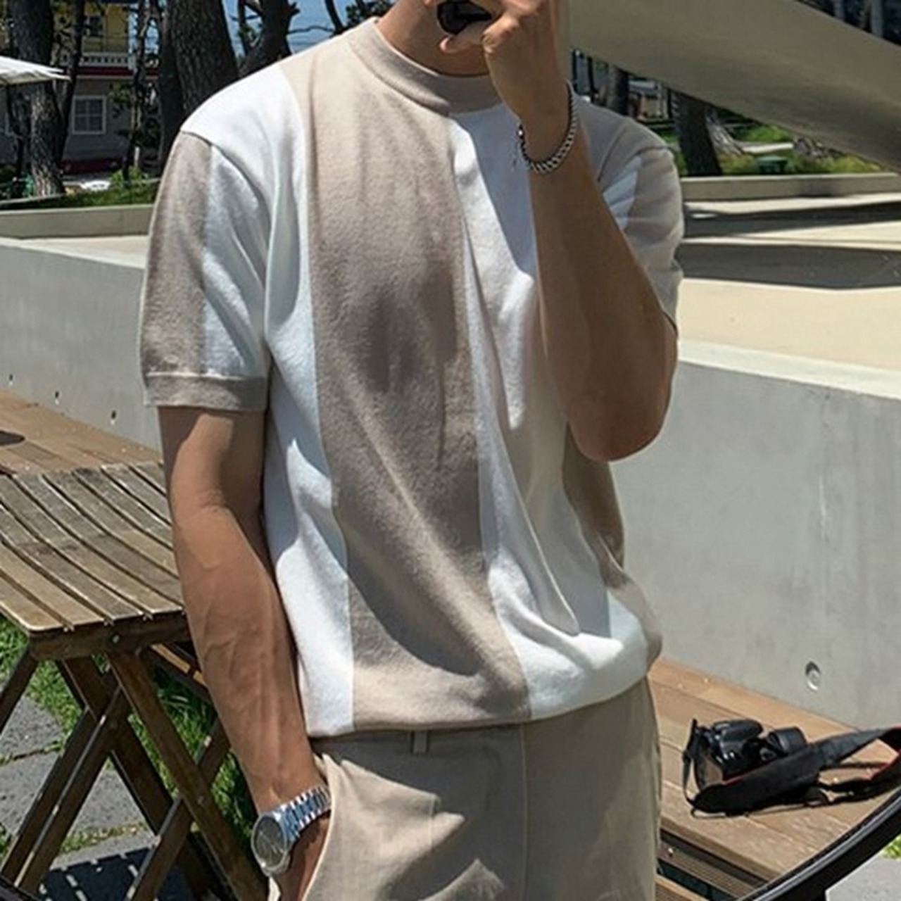 カラーブロックニットTシャツ　MT0080236