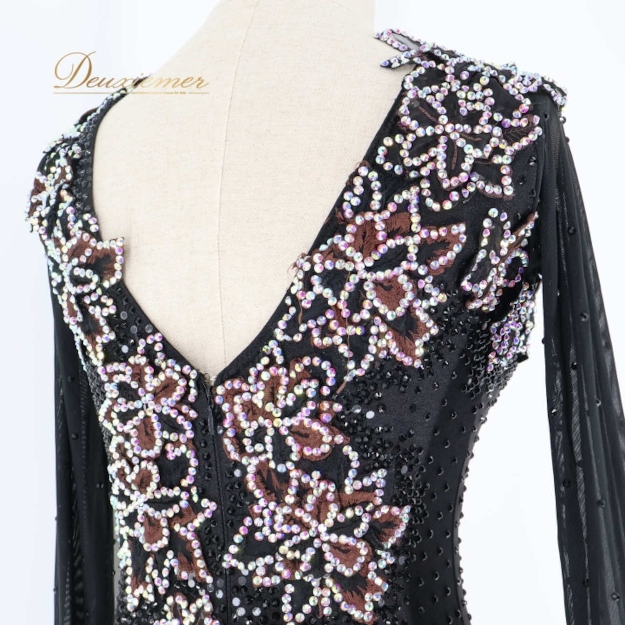 社交ダンス 衣装 ラテン ドレス ワンピース ラテンドレス 黒 デモ 競技 パーティ 発表会 花 刺繍 GRANT ブラック系 おしゃれ 上品 競技用 レディース フォーマル エレガント 舞台衣装 ダンス衣装 発表会用 ステージ用