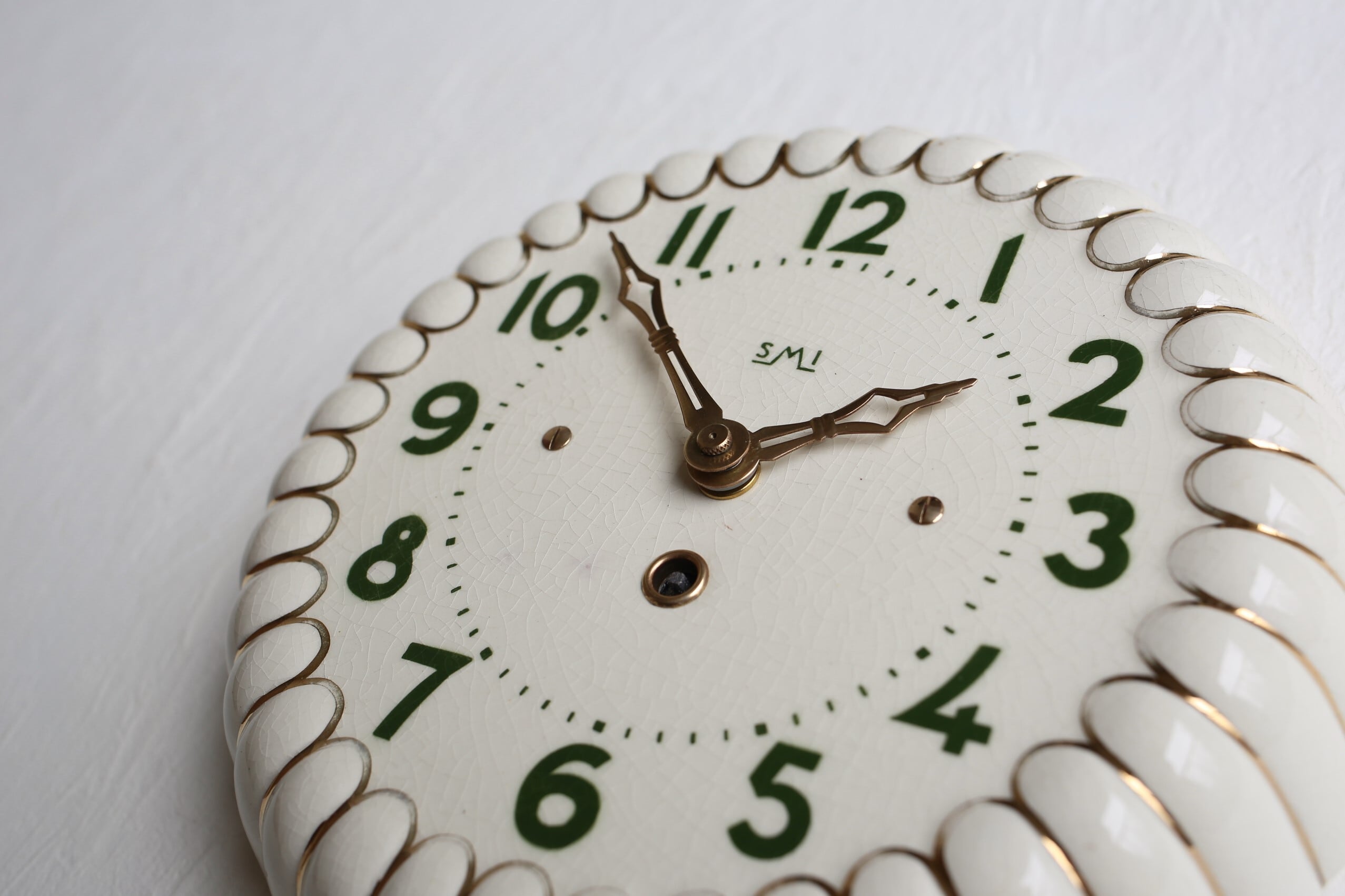 フランス アンティーク ヴィンテージ SMI社 陶器 壁掛け時計 『gâteau