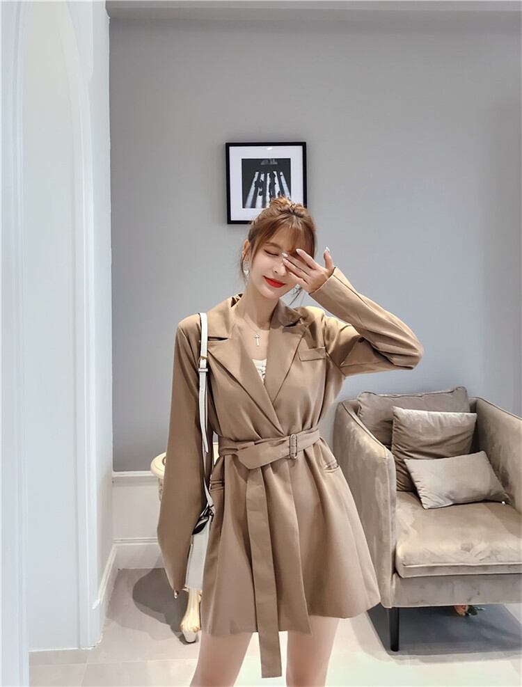 自社生産-高品質!韓国ファッション 秋 気質 バンディング おしゃれな 怠惰な風 デザインセンス スリム