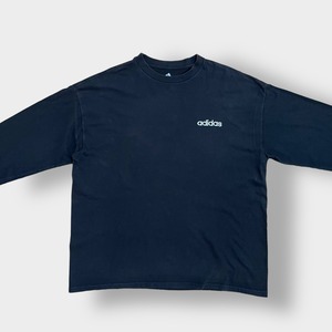 【adidas】ワンポイント 刺繍ロゴ ロンT ロングTシャツ 長袖Tシャツ X-LARGE ビッグサイズ 黒 アディダス US古着