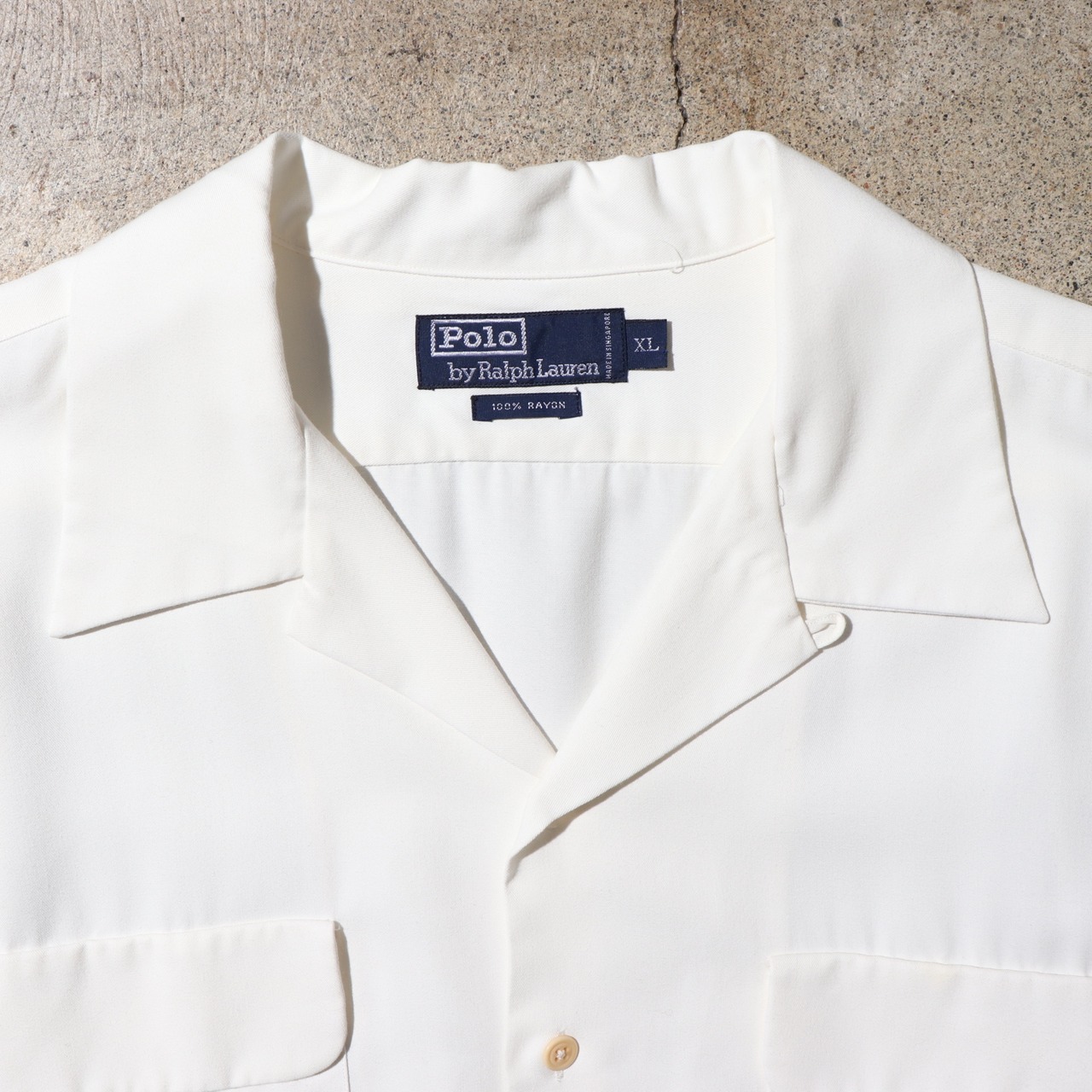 極美品 XL レーヨン 白 オープンカラーシャツ ポロラルフローレン 長袖 polo ralph lauren
