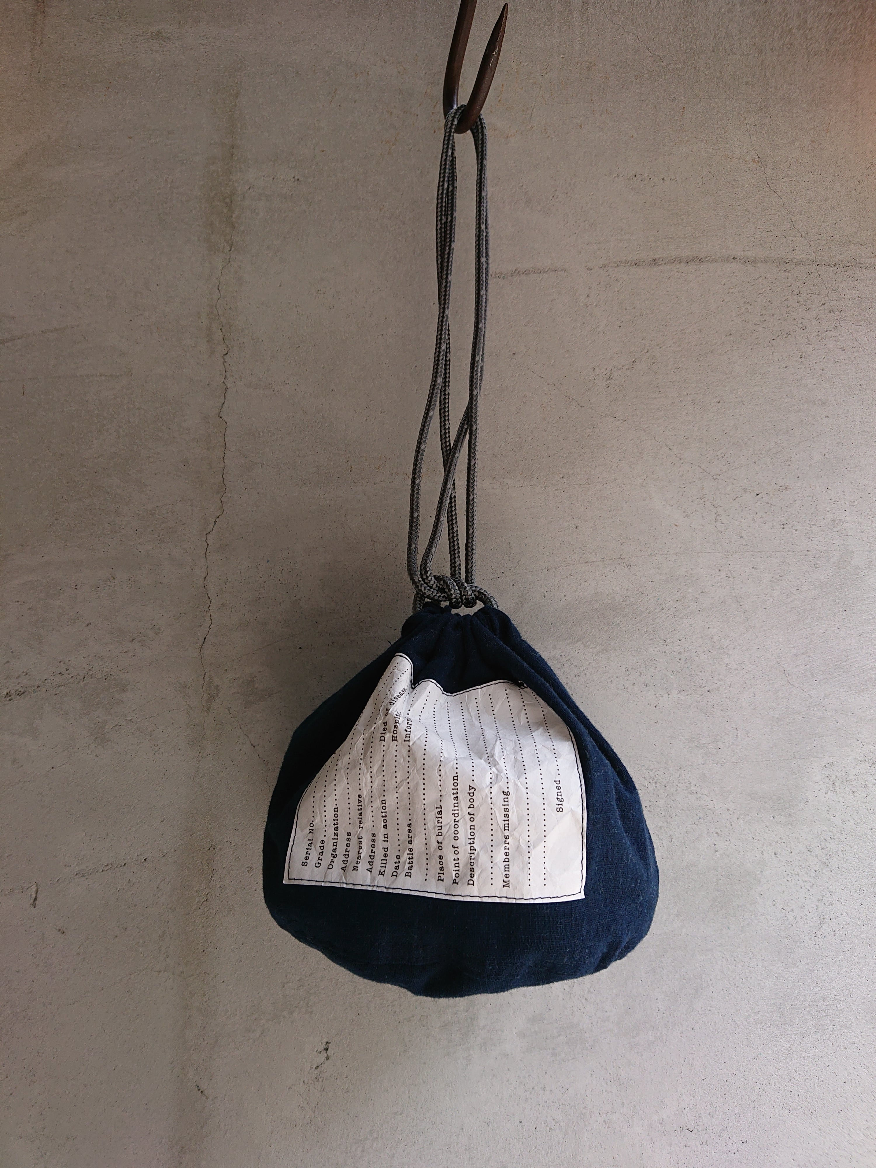 BAA COSTUME MFG. "PERSONAL EFFECTS BAG" VINTAGE NATURAL INDIGO FABRIC ④