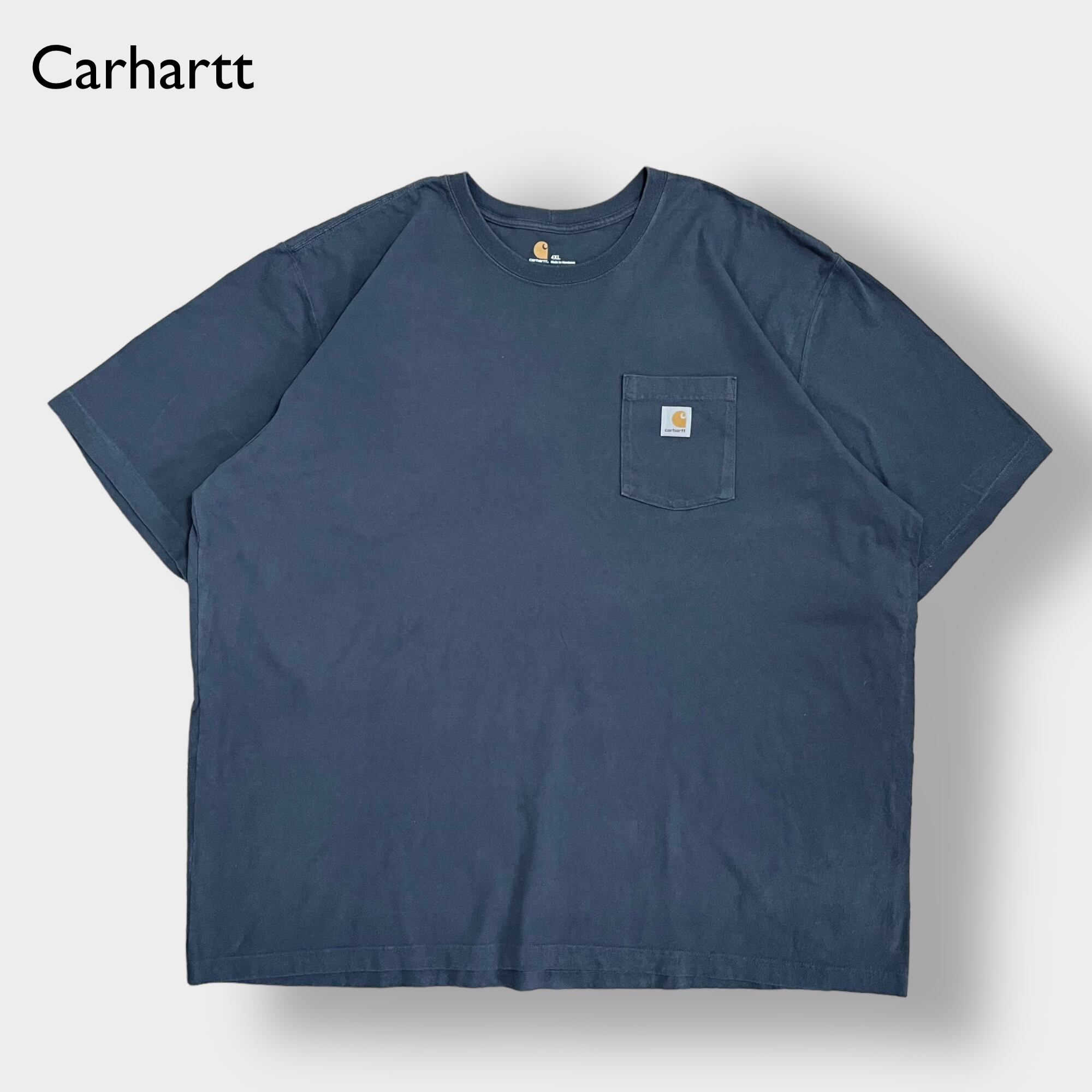 【人気ボーダー】carharttワンポイント刺繍ロゴTシャツLゆるだぼ半袖