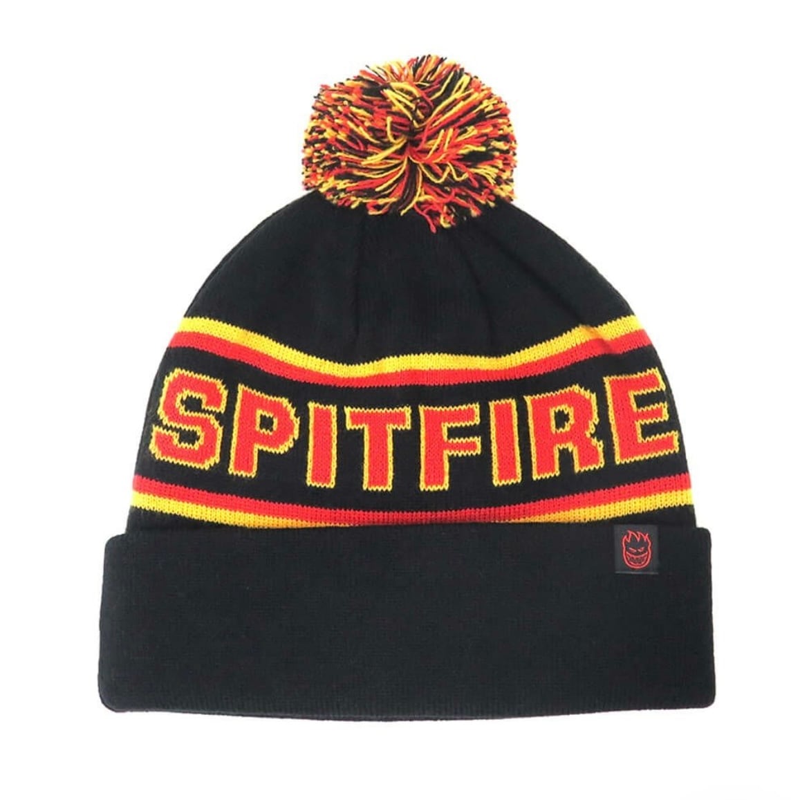 SPITFIRE】CLASSIC 87 FILL POM BEANIE BLACK/GOLD/RED | rampLabo