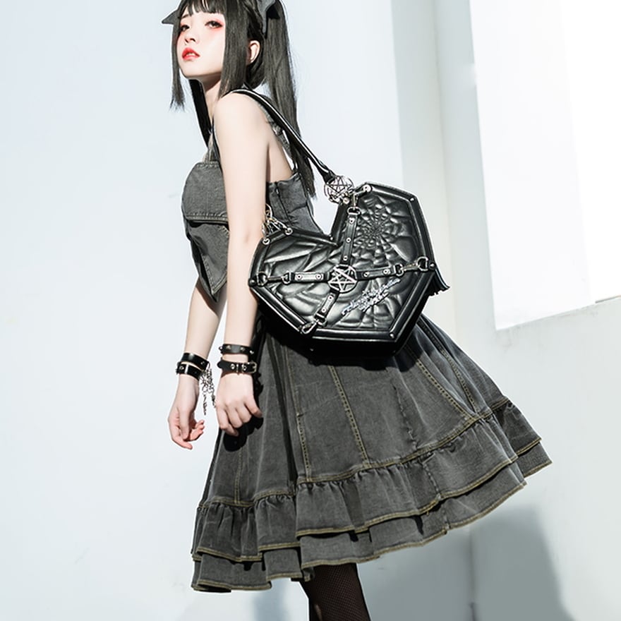 SALE☠﻿ KILLSTAR 五芒星 ショルダーバッグ 地雷 y2k ショルダーバッグ ハート 五芒星 メタルギア 闇かわいい 系｜天使と