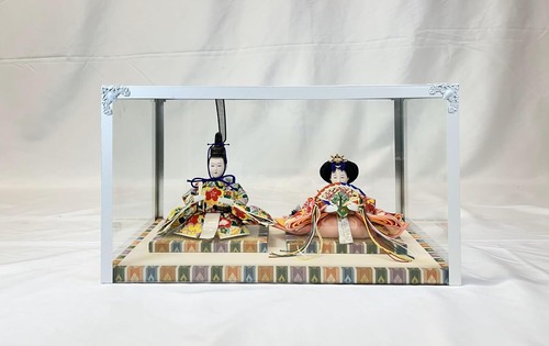 S-3 豆親王B 白枠ガラスケース飾り 親王飾り 雛人形 ひな人形 初節句 ひな祭り 桃の節句 小さなお雛様 コンパクト お雛様 海外へのお土産 お祝い 誕生祝い プレゼント 日本伝統 日本文化 日本土産 伝統工芸