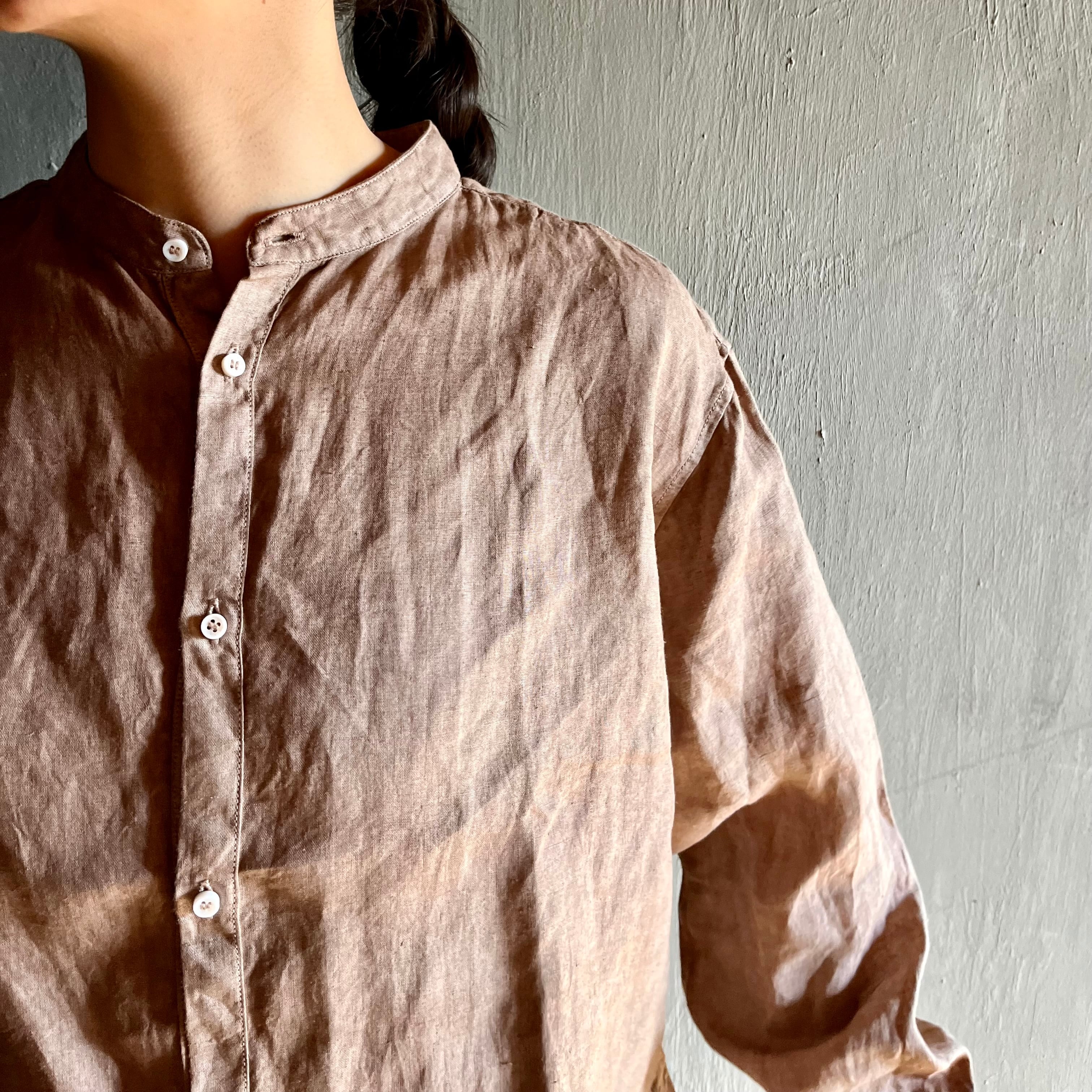 MITTAN|大麻シャツ 3 SH-137B ベンガラ灰茶