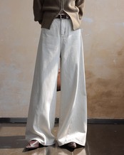 Wide white denim Pants T20300